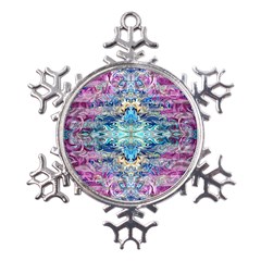 Magenta On Cobalt Arabesque Metal Large Snowflake Ornament