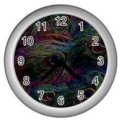 Peacock Feather Paradise Wall Clock (silver) by Cendanart