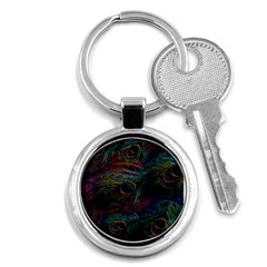 Peacock Feather Paradise Key Chain (round) by Cendanart