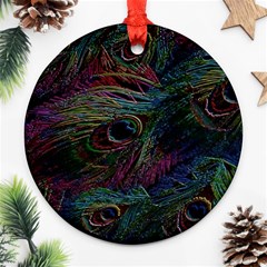 Peacock Feather Paradise Round Ornament (two Sides)