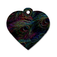 Peacock Feather Paradise Dog Tag Heart (one Side) by Cendanart