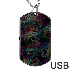 Peacock Feather Paradise Dog Tag Usb Flash (one Side) by Cendanart