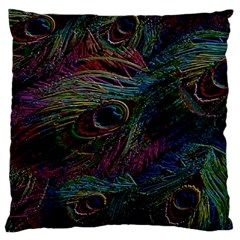 Peacock Feather Paradise Large Cushion Case (two Sides) by Cendanart