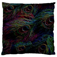 Peacock Feather Paradise Standard Premium Plush Fleece Cushion Case (one Side) by Cendanart