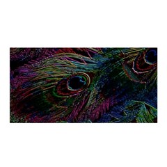 Peacock Feather Paradise Satin Wrap 35  X 70  by Cendanart