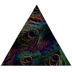 Peacock Feather Paradise Wooden Puzzle Triangle by Cendanart