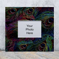 Peacock Feather Paradise White Wall Photo Frame 5  X 7  by Cendanart