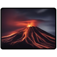 Volcanic Eruption Two Sides Fleece Blanket (large) by Proyonanggan