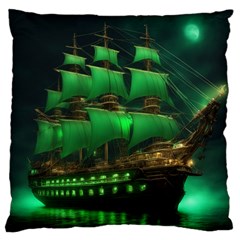 Ship Sailing Large Premium Plush Fleece Cushion Case (two Sides) by Proyonanggan