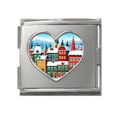 Christmas Background Design House Mega Link Heart Italian Charm (18mm) by Proyonanggan