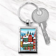 Christmas Background Design House Key Chain (rectangle) by Proyonanggan