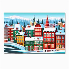 Christmas Background Design House Postcards 5  X 7  (pkg Of 10) by Proyonanggan