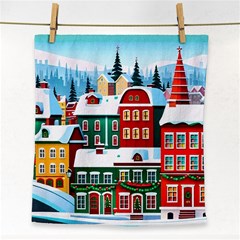 Christmas Background Design House Face Towel