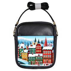 Christmas Background Design House Girls Sling Bag by Proyonanggan