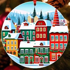 Christmas Background Design House Uv Print Acrylic Ornament Round by Proyonanggan