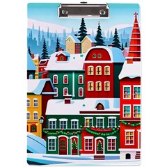 Christmas Background Design House A4 Acrylic Clipboard by Proyonanggan