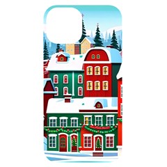 Christmas Background Design House Iphone 14 Black Uv Print Case by Proyonanggan