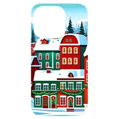 Christmas Background Design House Iphone 14 Pro Black Uv Print Case by Proyonanggan