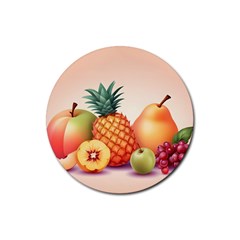 Fruit Pattern Apple Abstract Food Rubber Round Coaster (4 pack)