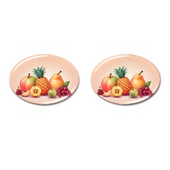 Fruit Pattern Apple Abstract Food Cufflinks (Oval)