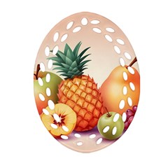 Fruit Pattern Apple Abstract Food Oval Filigree Ornament (Two Sides)