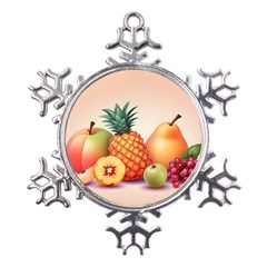 Fruit Pattern Apple Abstract Food Metal Large Snowflake Ornament by Proyonanggan