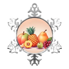 Fruit Pattern Apple Abstract Food Metal Small Snowflake Ornament by Proyonanggan