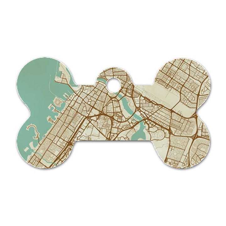 Mapart Dubai Map Dog Tag Bone (One Side)