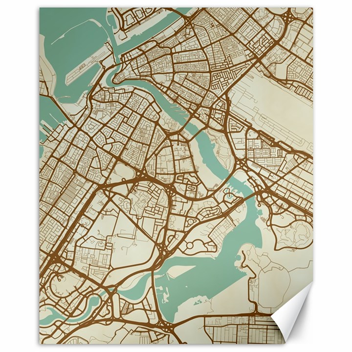 Mapart Dubai Map Canvas 11  x 14 