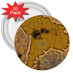 Vintage Map Of The World Continent 3  Buttons (10 Pack)  by Proyonanggan