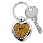 Vintage Map Of The World Continent Key Chain (Heart) Front