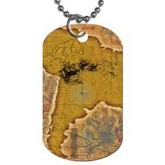 Vintage Map Of The World Continent Dog Tag (one Side) by Proyonanggan