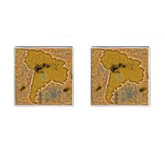 Vintage Map Of The World Continent Cufflinks (square) by Proyonanggan