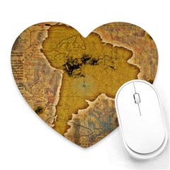 Vintage Map Of The World Continent Heart Mousepad by Proyonanggan