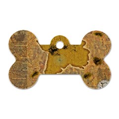 Vintage Map Of The World Continent Dog Tag Bone (two Sides) by Proyonanggan