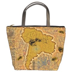 Vintage Map Of The World Continent Bucket Bag by Proyonanggan