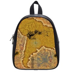 Vintage Map Of The World Continent School Bag (small) by Proyonanggan