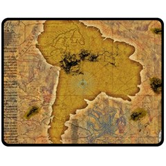 Vintage Map Of The World Continent Fleece Blanket (medium) by Proyonanggan