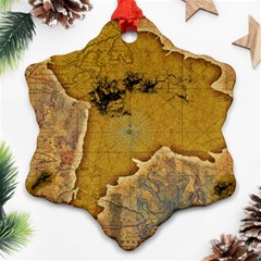 Vintage Map Of The World Continent Snowflake Ornament (two Sides)