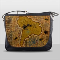 Vintage Map Of The World Continent Messenger Bag by Proyonanggan