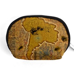 Vintage Map Of The World Continent Accessory Pouch (medium) by Proyonanggan