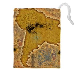 Vintage Map Of The World Continent Drawstring Pouch (5xl) by Proyonanggan