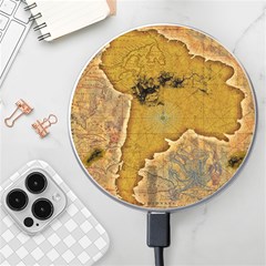 Vintage Map Of The World Continent Wireless Fast Charger(white) by Proyonanggan