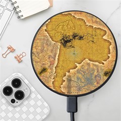 Vintage Map Of The World Continent Wireless Fast Charger(black) by Proyonanggan