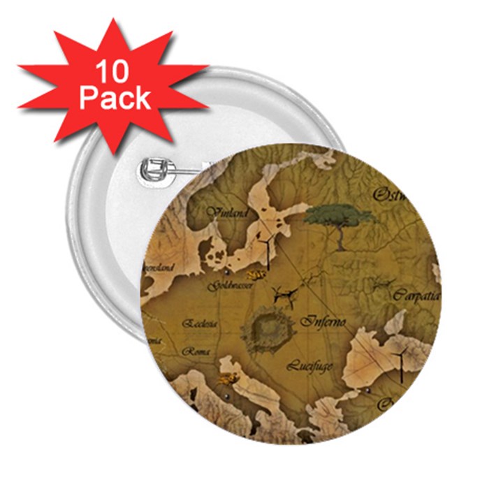 Map Geography Travel Global 2.25  Buttons (10 pack) 