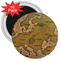 Map Geography Travel Global 3  Magnets (10 Pack)  by Proyonanggan