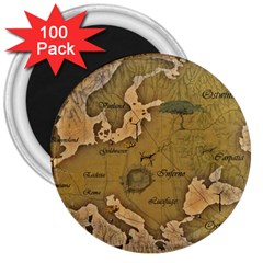 Map Geography Travel Global 3  Magnets (100 Pack) by Proyonanggan