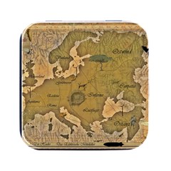 Map Geography Travel Global Square Metal Box (black) by Proyonanggan