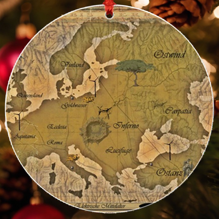 Map Geography Travel Global UV Print Acrylic Ornament Round