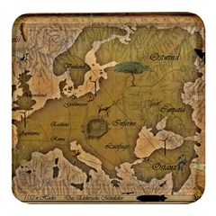 Map Geography Travel Global Square Glass Fridge Magnet (4 Pack) by Proyonanggan